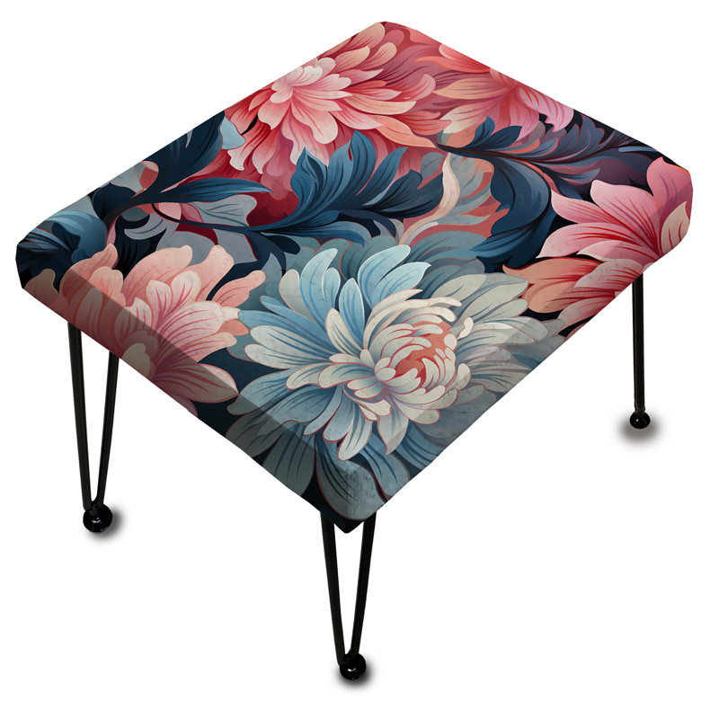 Pink And Purple Damask Geometry Blend - Damask Rectangle Ottoman