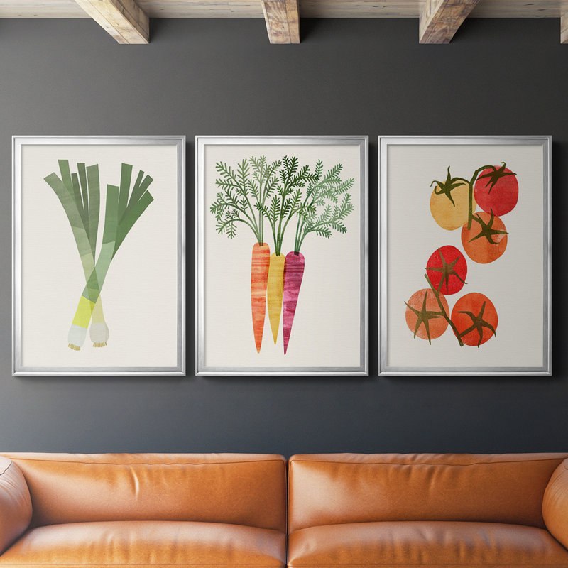 Toile encadrée organique Premium Veg II - prête à être accrochée, H 42,5 po x l 61 po x P 2,5 po, Cadre argenté