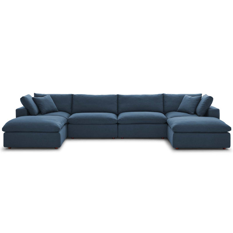 Modway Copper Grove Hrazdan Down-filled 6-piece Sectional Sofa Set, Azure