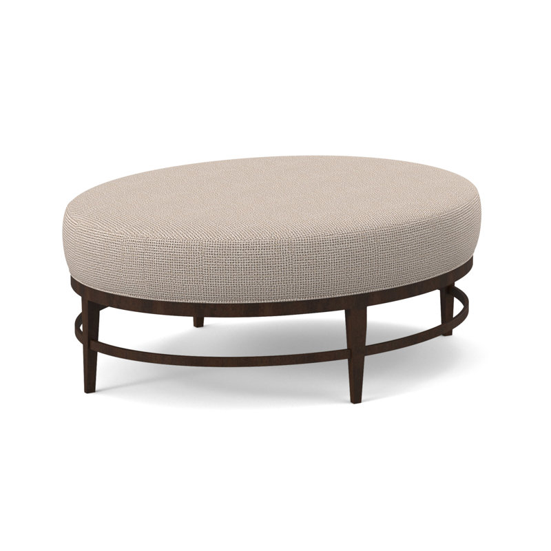 Elliptic Oval Ottoman, American Walnut, Libby Linen