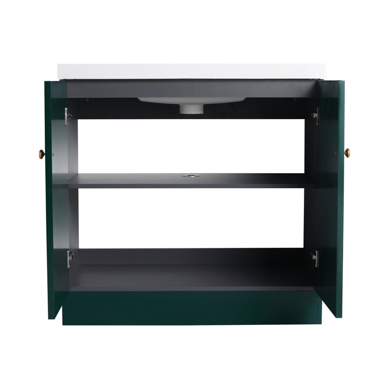 Ensemble de meuble-lavabo simple 36 po avec plateau en résine, Vert