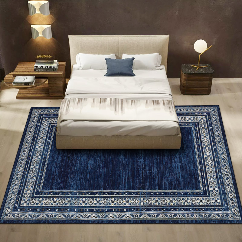Tapis lavable à la machine 8 x 10 pi, Bleu, Rectangulaire 8 pi x 10 pi