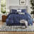 Elegant Navy 7 Piece Bedding Sets, Polyester Tufted Collection For Home