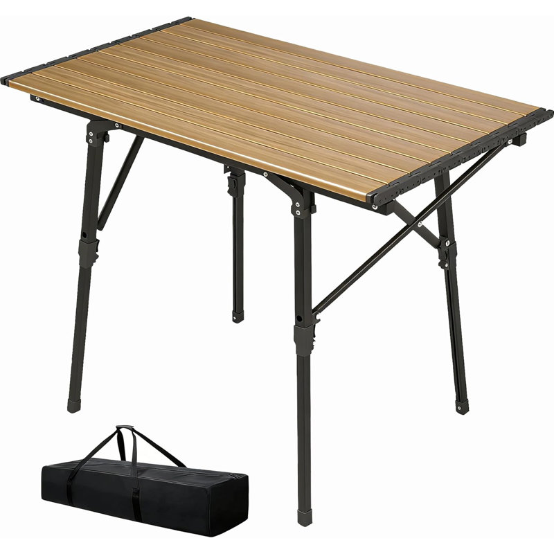 Lightweight Aluminum Alloy Folding Camping Table, Adjustable Height Portable Roll-up Picnic Table For 2-6 Person, Outdoor & Indoor Use For Camping, Beach, Bbq 35.4"