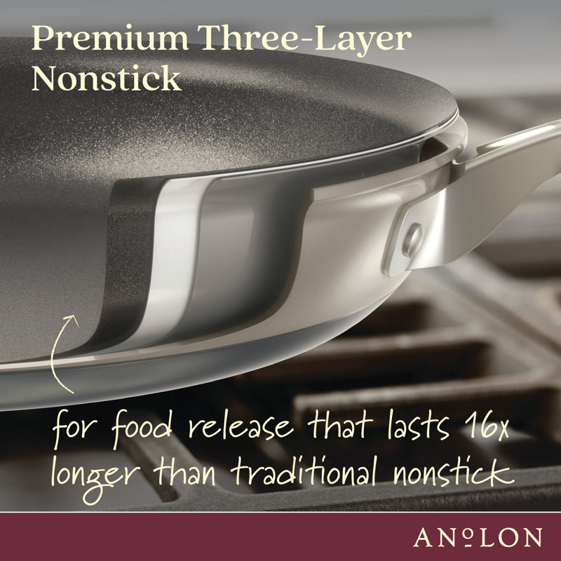 Anolon Achieve 9-Piece Hard Anodized Nonstick Cookware Pots and Pans Set, Cream, Cream