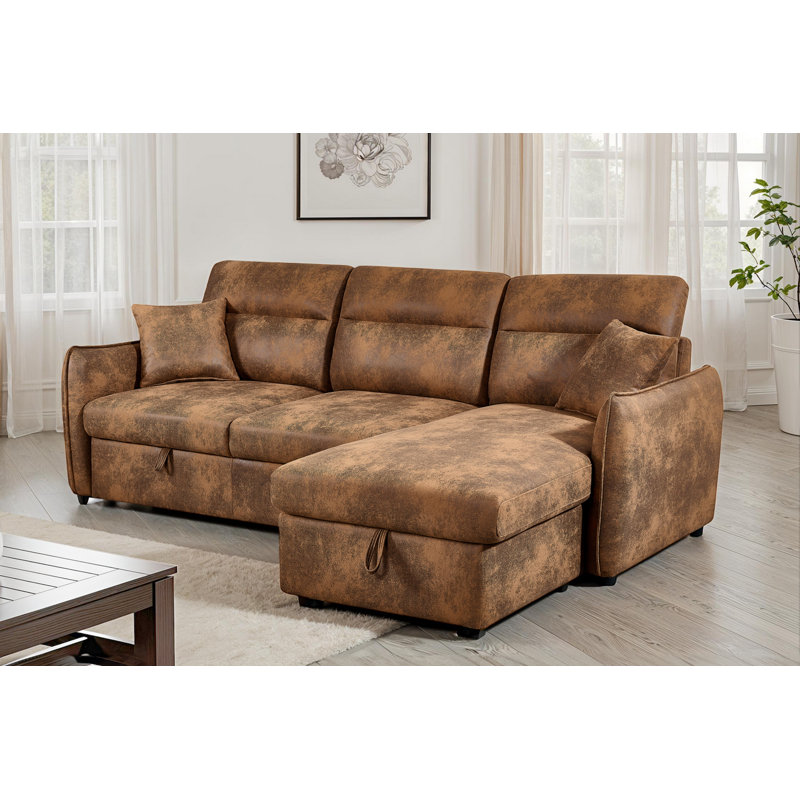4 Seater Sofa Bed, Right Hand Facing, Brown