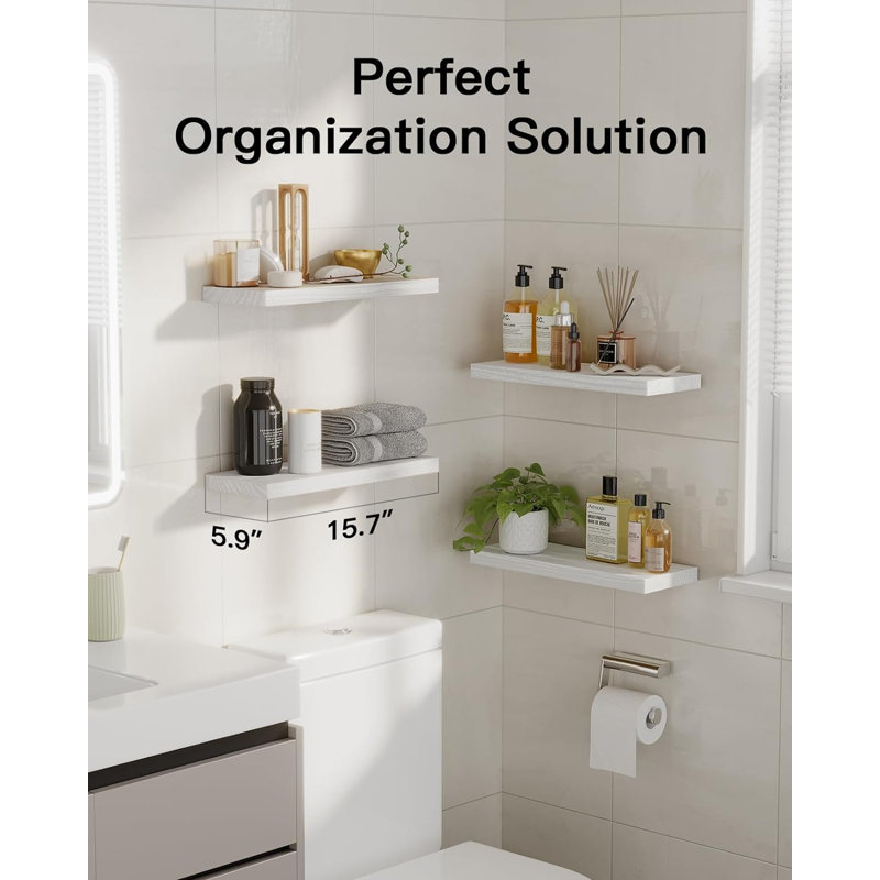 Jennaya 4 Piece Floating Shelf, White