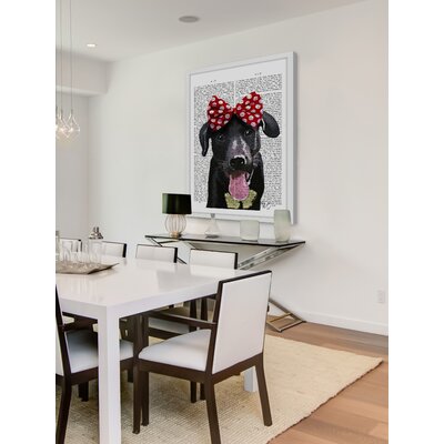 Black Lab with Red Bow' Framed Painting Print -  Marmont Hill, MH-WAG-408-NWFP-30