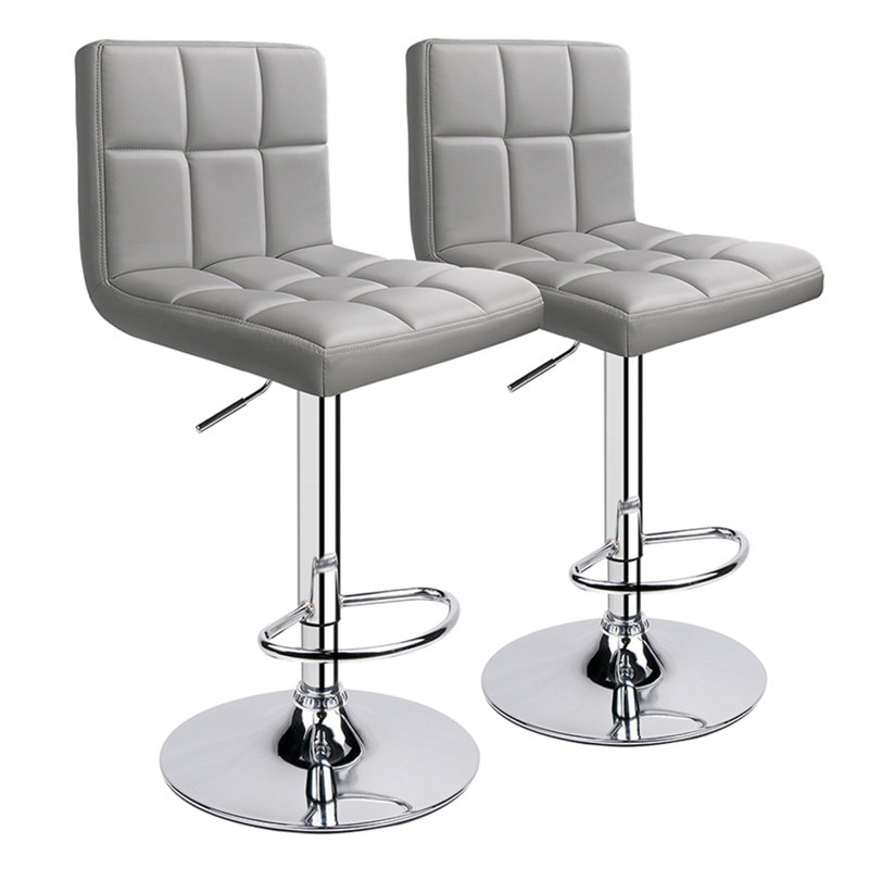 Tabouret de bar pivotant à hauteur réglable à 360 degrés, Gris clair, 1