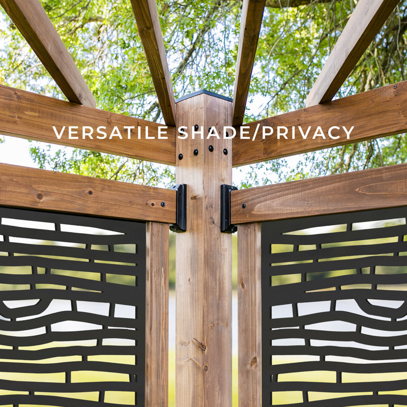 Verona Light Brown Cedar Wood Cabana Pergola with Bamboo Panels