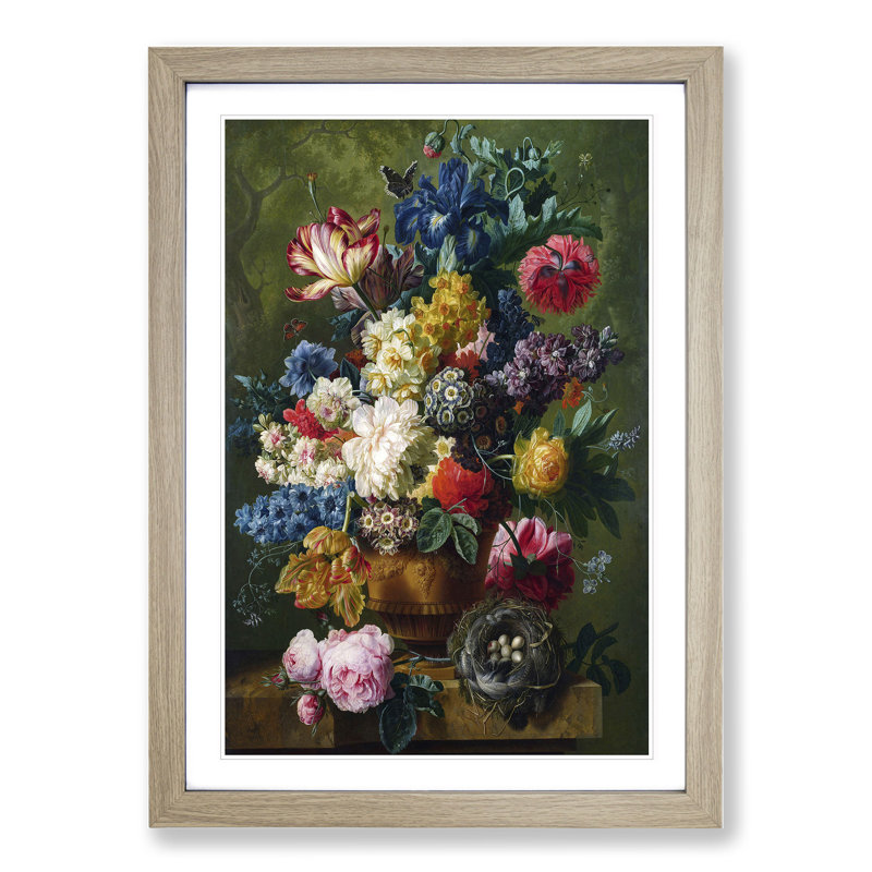 Still Life with Flowers Vol.1 by Maria Van Oosterwijk - Picture Frame Painting, 36cm H x 27cm W x 2cm D, Oak