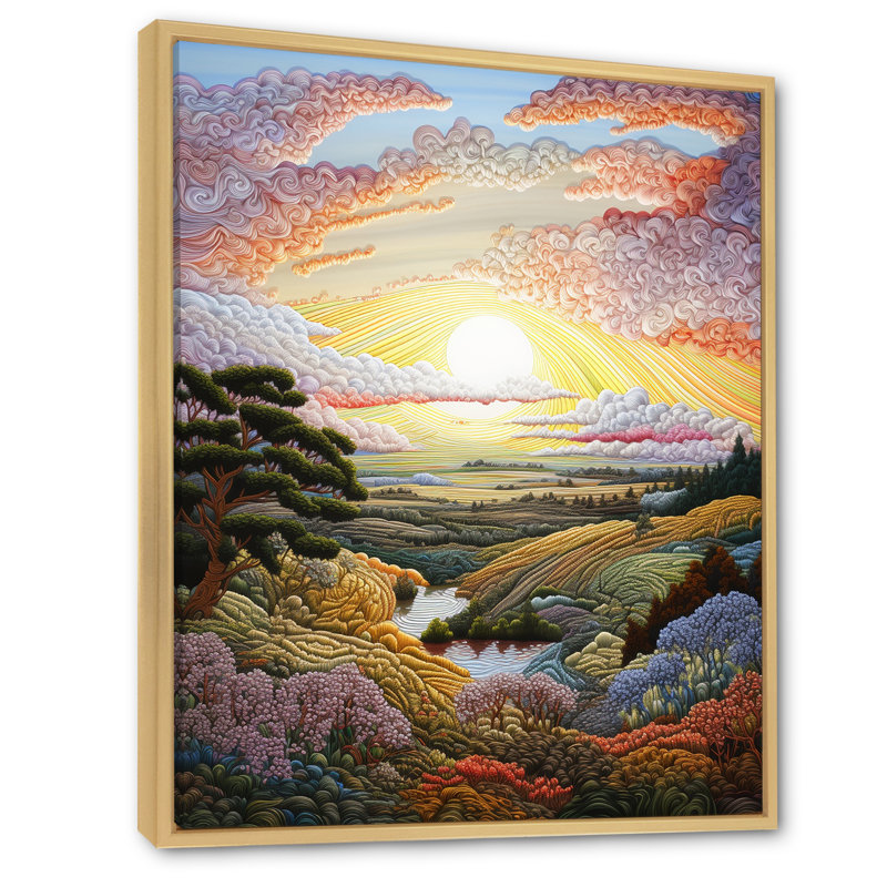 «Countryside Sunrise in Provence I», reproduction sur toile, H 44 po x l 34 po x P 1,5 po, Cadre naturel flottant