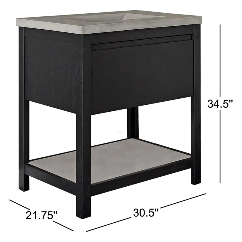 Solace 30.5" Single Bathroom Vanity Set, Midnight Oak, Ash, Ash