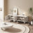 Modern Cream White TV Stand for Living Room, Entertainment Center with 4 Doors,Storage TV Console