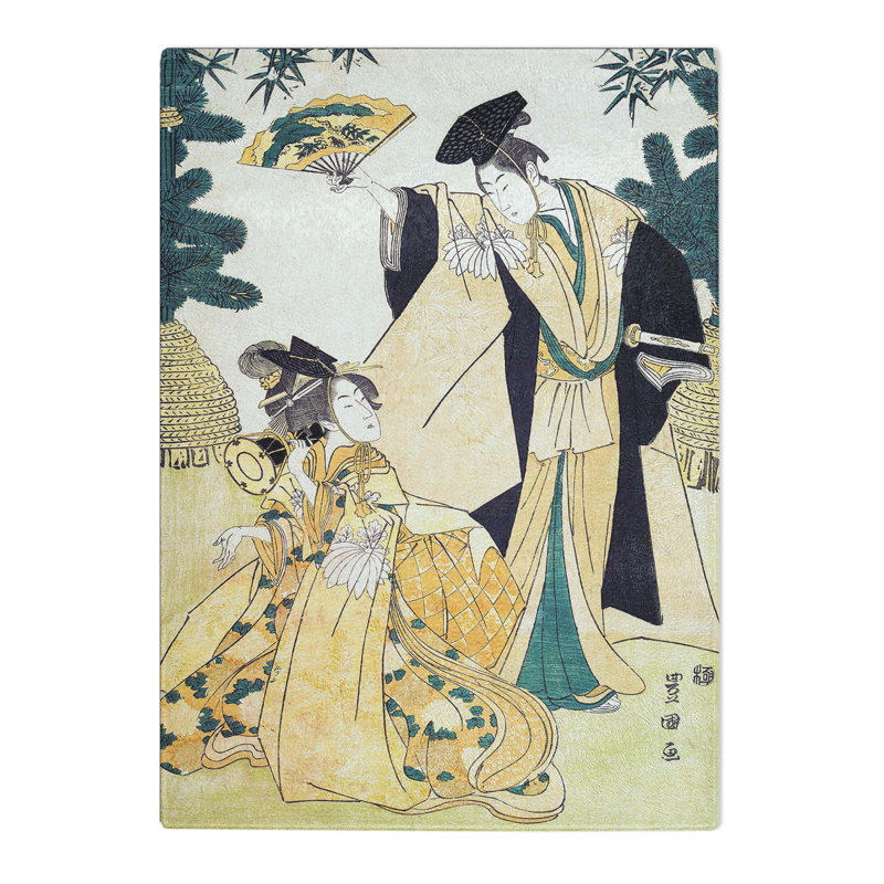 Tempered Glass a Young Lady and Man by Utagawa Toyokuni Chopping Board, 39cm W x 28.5cm L