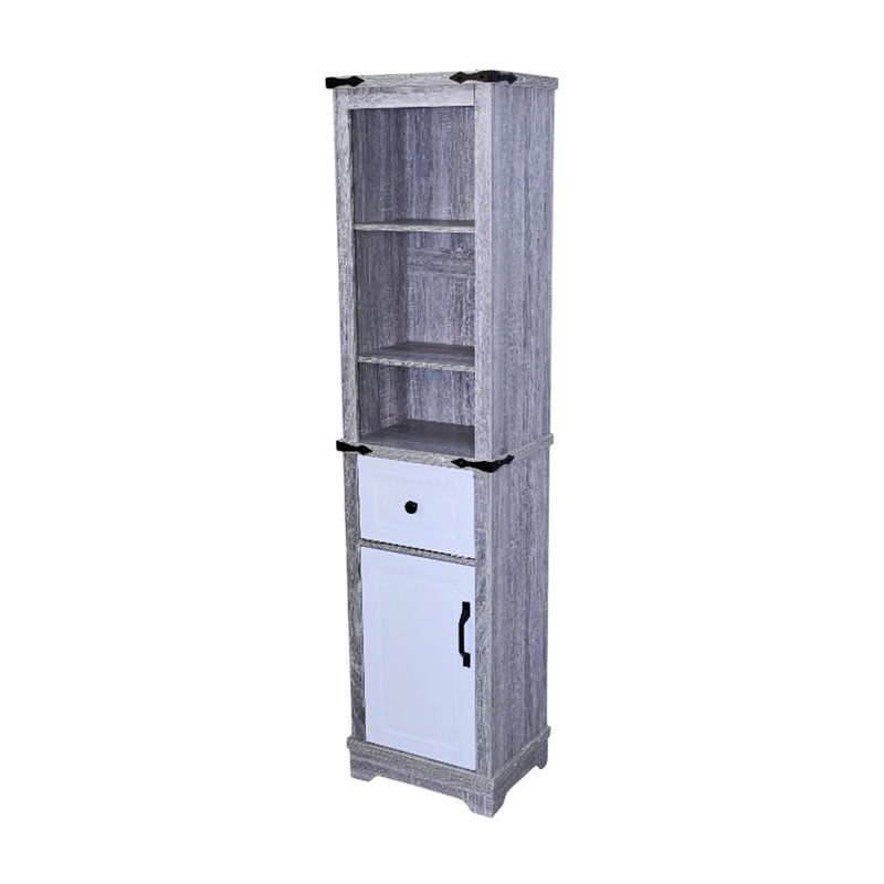 Gris et blanc, armoire de rangement pour salle de bain, grande tour à linge, étagère personnalisable, tiroir, espaces restreints
