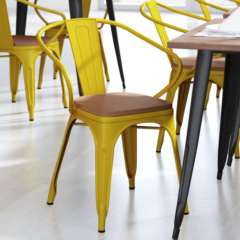 Chaise empilable Briceidy, Teck, Jaune