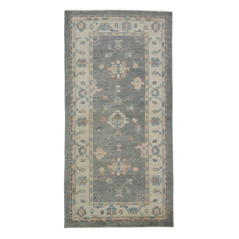 Tapis turc Oushak fait à la main 4 pi x 8 pi