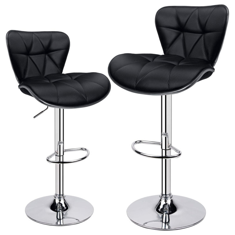 Maineville Shell Back 32.5" Adjustable Bar Stool, Black