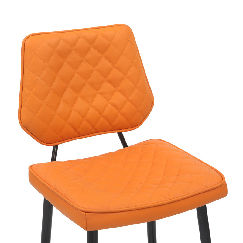 Garrick Real Leather Bar Stool, Orange