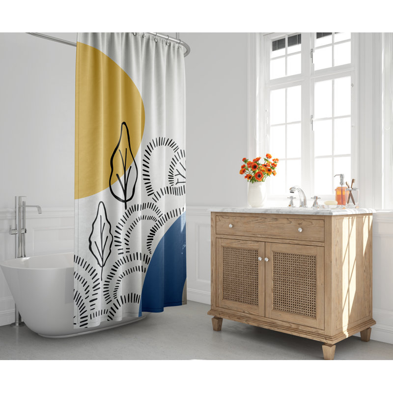 Rideau de douche Mid-Century Yellow Moon