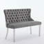 Banc en velours pour causeuse double, sièges de cuisine et de salle à manger, banc capitonné à 2 places avec boutons faits à la main, dossier à oreilles, pieds en acier inoxydable argenté brossé, style Mid-Century, paquet simple, gris, SW1702GY