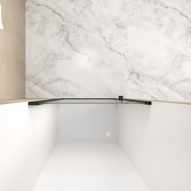 Nyla 30"x72" Pivot Shower Door with 1/4" Tempered Glass & Swinging Door, Matte Black