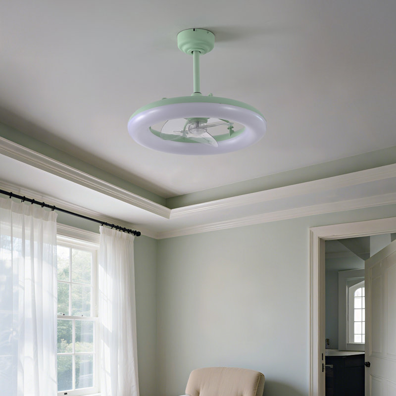 Ventilateur de plafond à DEL à intensité variable et mobile 21,5 po Piero 21,5 po Piero, Pistache gelato, Clair