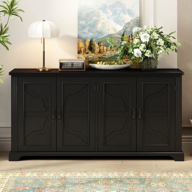 Alston 62.8'' 4 Doors Sideboard Cabinet, Black