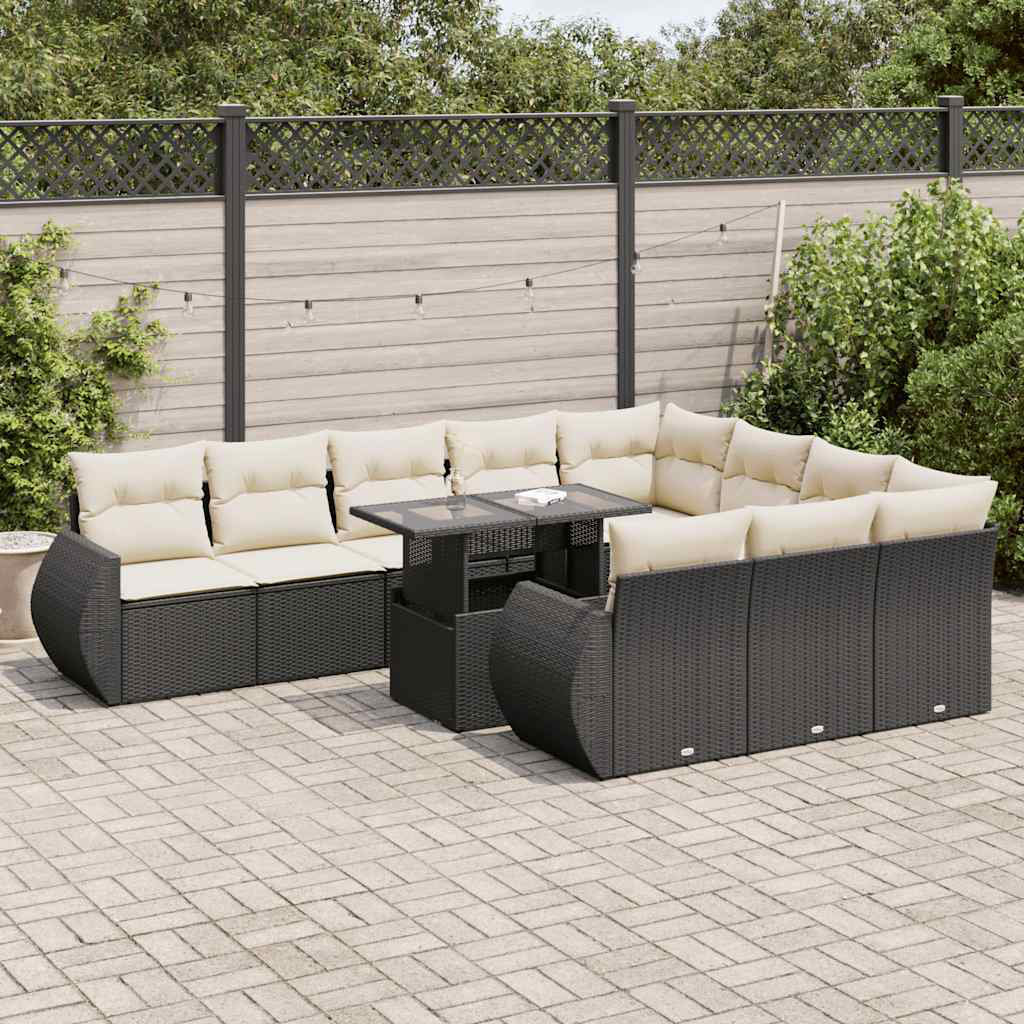 Vidaxl 11-Tlg. Garten-Sofagarnitur Mit Kissen Beige Poly Rattan