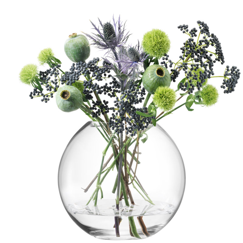 Table Vase, 16cm H x 18cm W x 18cm D, Clear