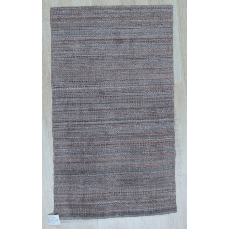 Kristilyn Multicolor Handmade Wool Multicolored Modern Solid Hand-Knotted Area Rug, Rectangle 3' x 5'
