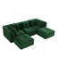Canapé modulaire moderne en forme de U pour le salon, tissu en velours côtelé, canapé 3 places avec assise profonde et repose-pieds mobile 2, passepoil perlé, conception capitonnée, sans assemblage, conception antidérapante, vert-129880418