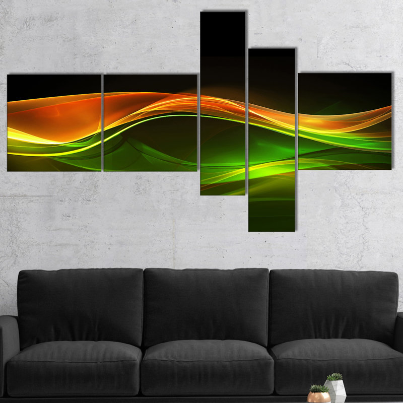 «Abstract Green Yellow in Black», reproduction d'impression sur toile