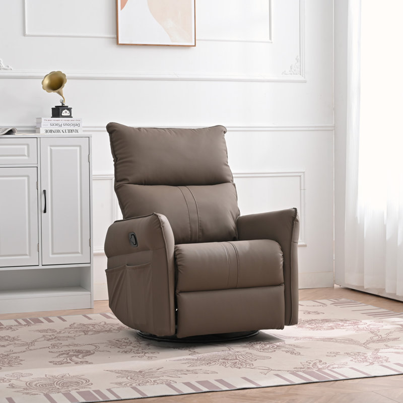 Tyvan Faux Leather Recliner, Brown, Power