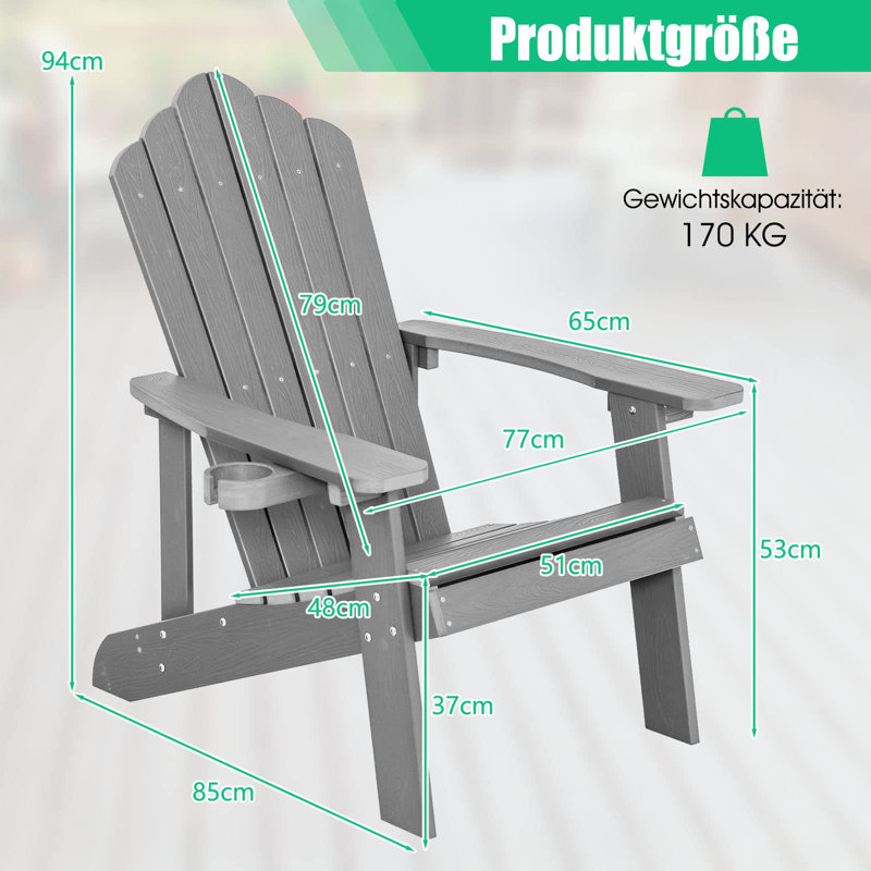 Braziel Foldable Outdoor Adirondack Chair, Grey
