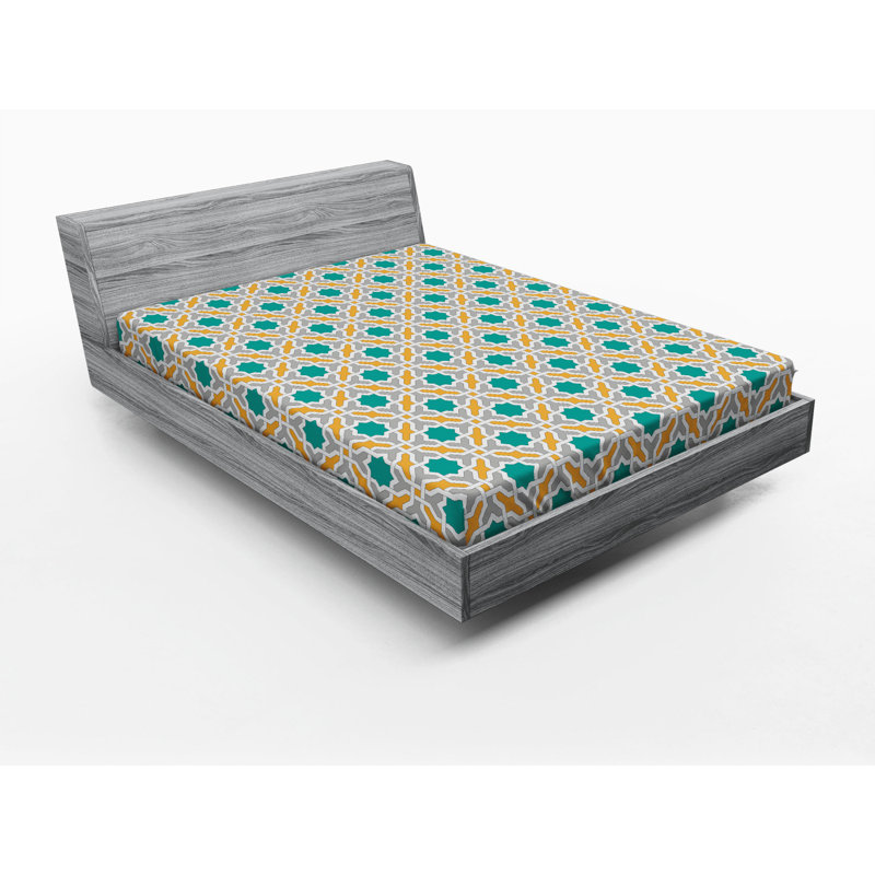 Microfiber Geometric Fitted Sheet, Queen Fitted Sheet