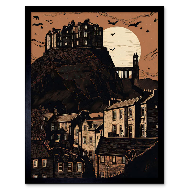 Rathore Dramatic Full Moon Rising Behind Edinburgh Castle - Single Picture Frame Print