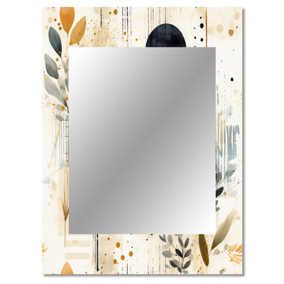 Immanuel Beige Urban Nomadic Fern Pattern - Floral Decorative Wall Mirror, Cottage Mirror, Printed Metal Art
