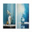 Ensemble de 2 décorations murales bleues et blanches Boho Pottery-406390491