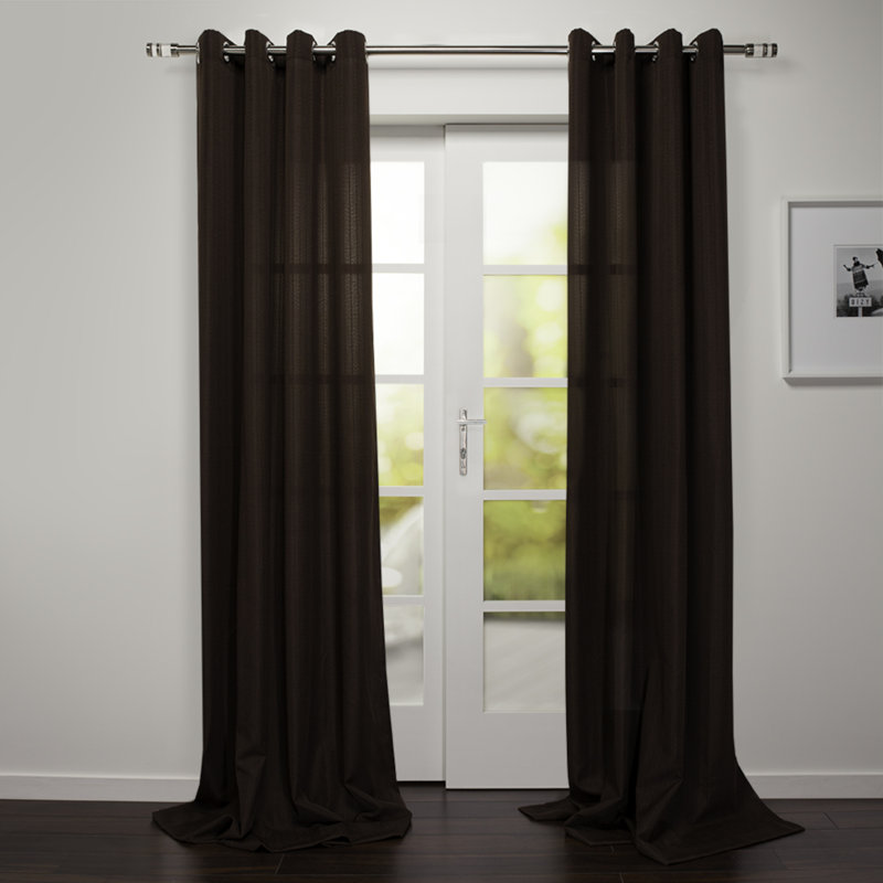 Nalea Semi Sheer Curtain Single Panel, Espresso