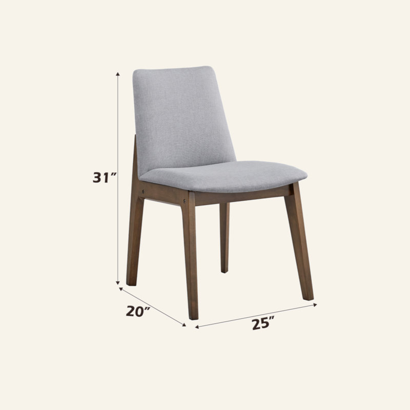 Ensemble de 2 chaises d'appoint Kaela en tissu gris clair et finition noyer