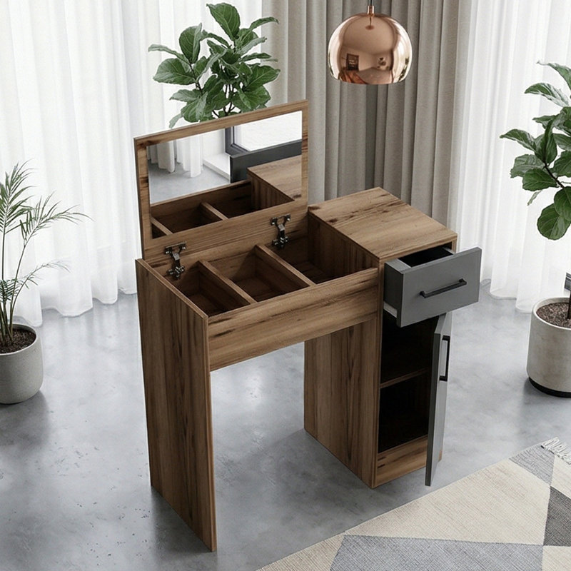 Meuble-lavabo 30 po Maddox avec détails anthracite, Noyer clair / anthracite