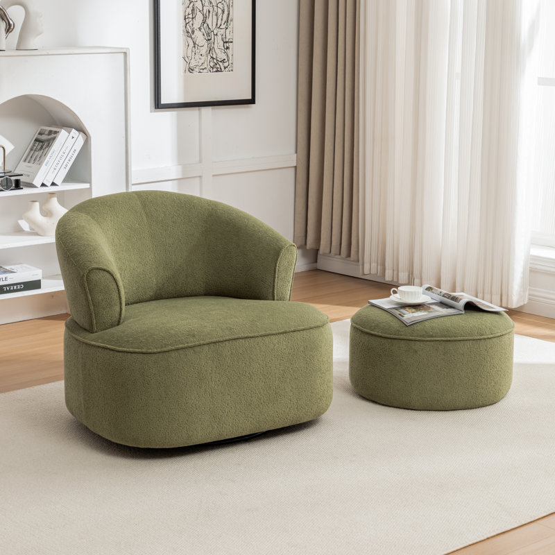 Fauteuil pivotant rembourré en polyester de 33 po de large Armelda, Polyester vert