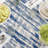 Square Tablecloth, 100% Cotton, 52X52", Blue Batik Stripe