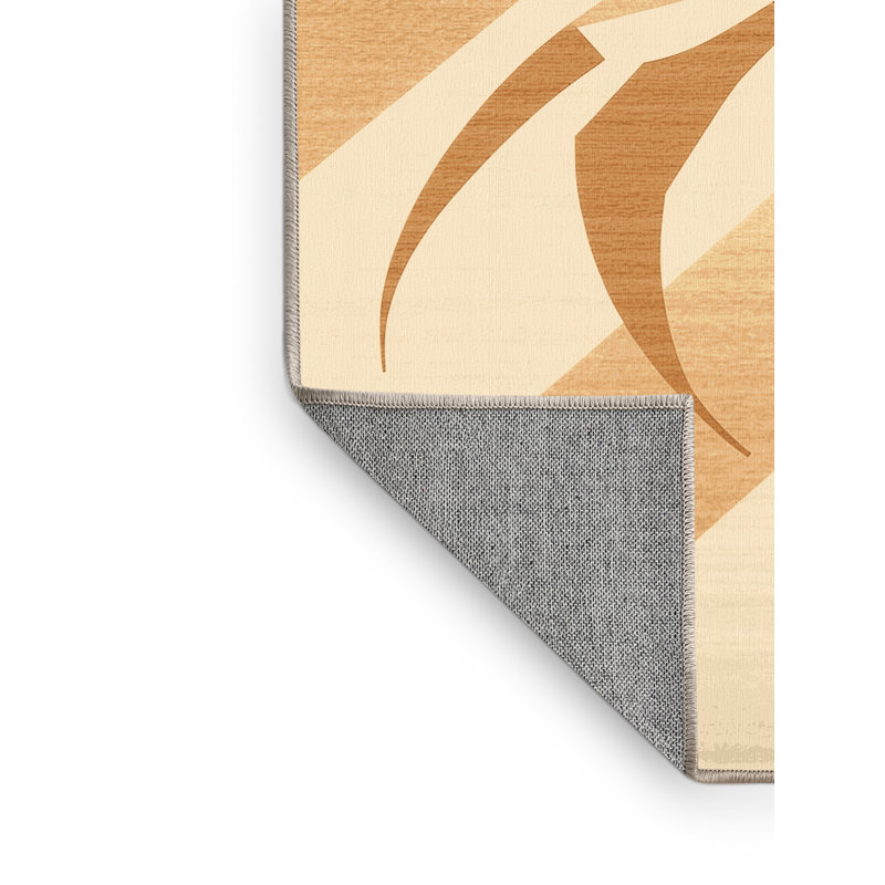 Tapis beige lavable à la machine Pavnesh Mid-Century Starburst Camel, 8 x 12