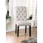 Chaises d'appoint rustiques, 2 chaises, tissu semblable au lin gris, bois massif, dossier à boutons, décoration envoûtante de style salle à manger, noir / gris antique, dossier à volutes séduisant-118040023