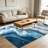 1PC Abstract Wavy Navy Blue & Cream Marble Gradient area rugs for Living Room, Soft, All seasons, Easy-maintain, Washable Indoor mat, Farmhouse suitable for dining space, bedroom, entryway, kitchen, home office, patio, Home Decor, Outdoor Decor.-1127802535
