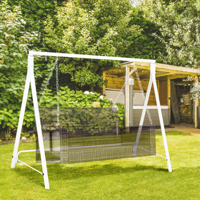 Metal Porch Swing Stand, 528 Lbs Capacity, White, For Outdoor Entertainment White Leisure And Fun