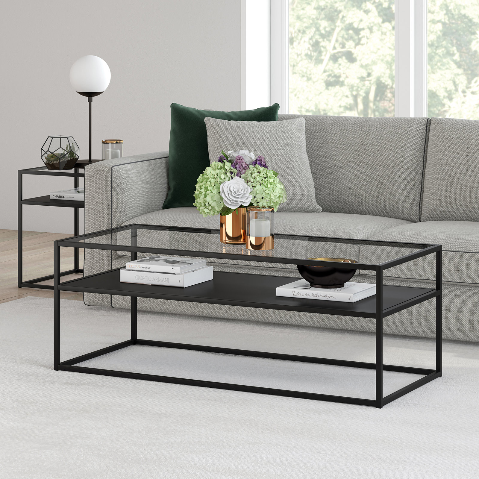 Duran Single Coffee Table, 17" H x 46" W x 20" D
